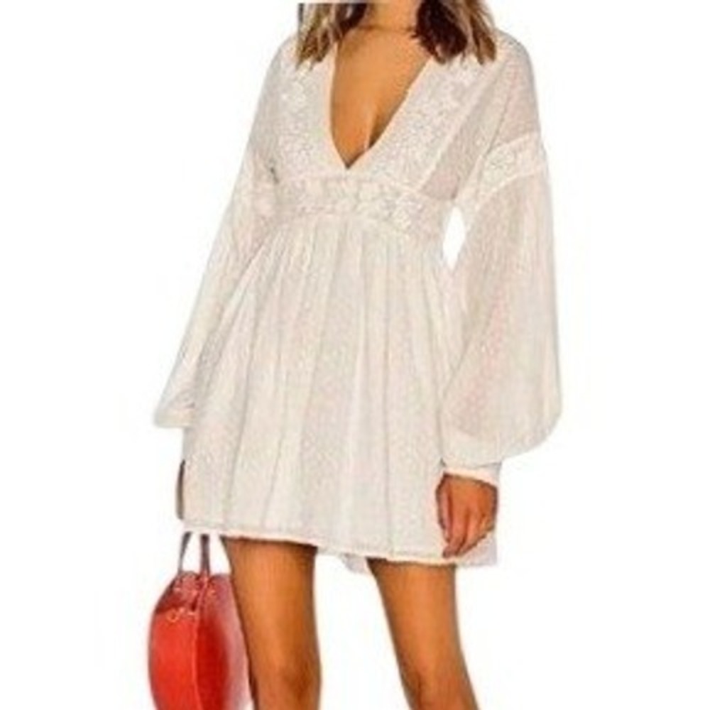 Free People Womens M Sugarpie Swiss Dot Lace Open Back Mini Dress